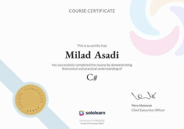 گواهی C# از Sololearn